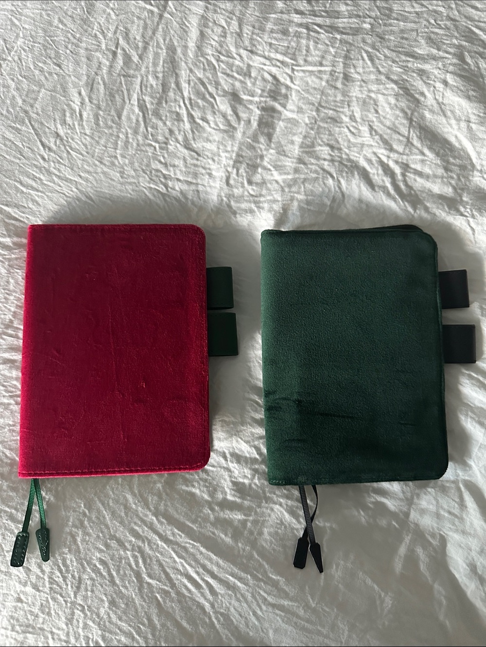 A6 Velvet journal cover in Green and Red